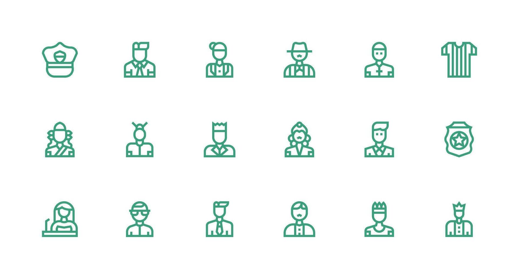 Authority Figure Icon Set with 18 Strong Stroke Line Graphics Essential Icons for Rapid UI Building vector