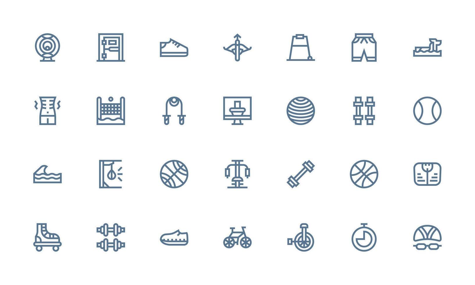 Exercise Icon Collection with 28 Bold Line Designs Flexible Icon System for Web Interfaces vector