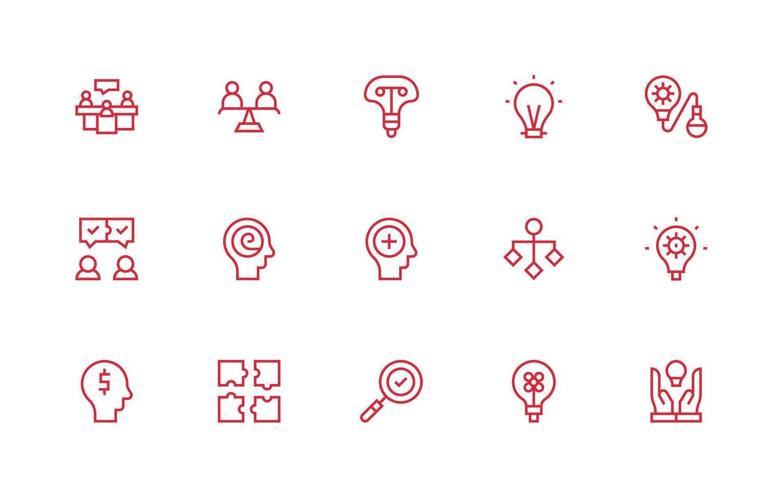 Regular Line Style ProblemSolving Icons with 15 Vectors Simple Icon Pack