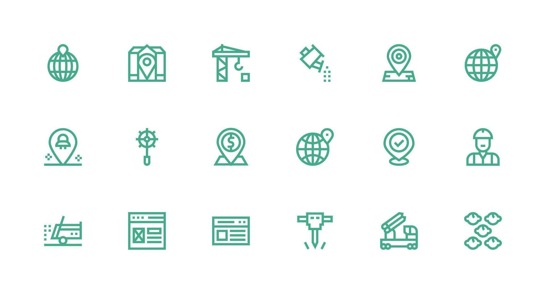 Site Icon Set with 18 Strong Stroke Line Graphics Neat Icon Set vector