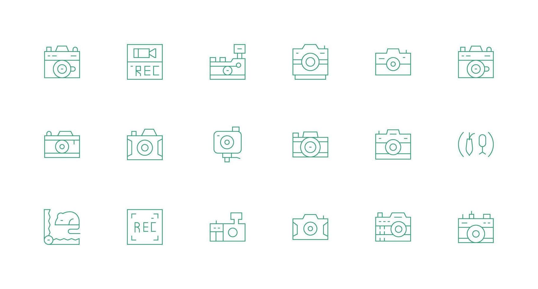 Capture including 18 Minimal Line Illustrations Well-Structured Icons for Creative Use vector