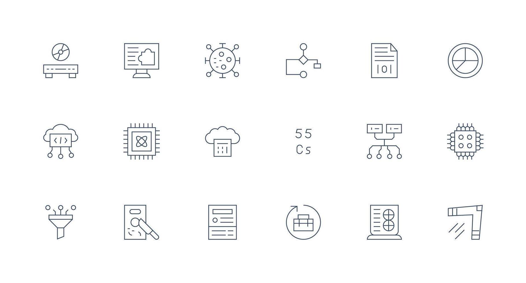 Data Processing featuring 18 Icons in Minimal Line Design General Use Icon Pack vector