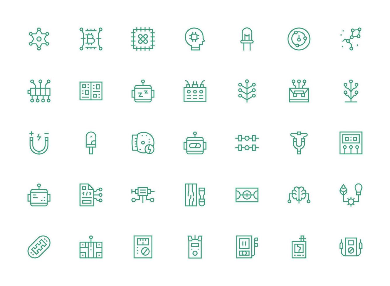35 Regular Clean Line Designs for Circuit Icons Core Icon Collection for Daily Tasks vector