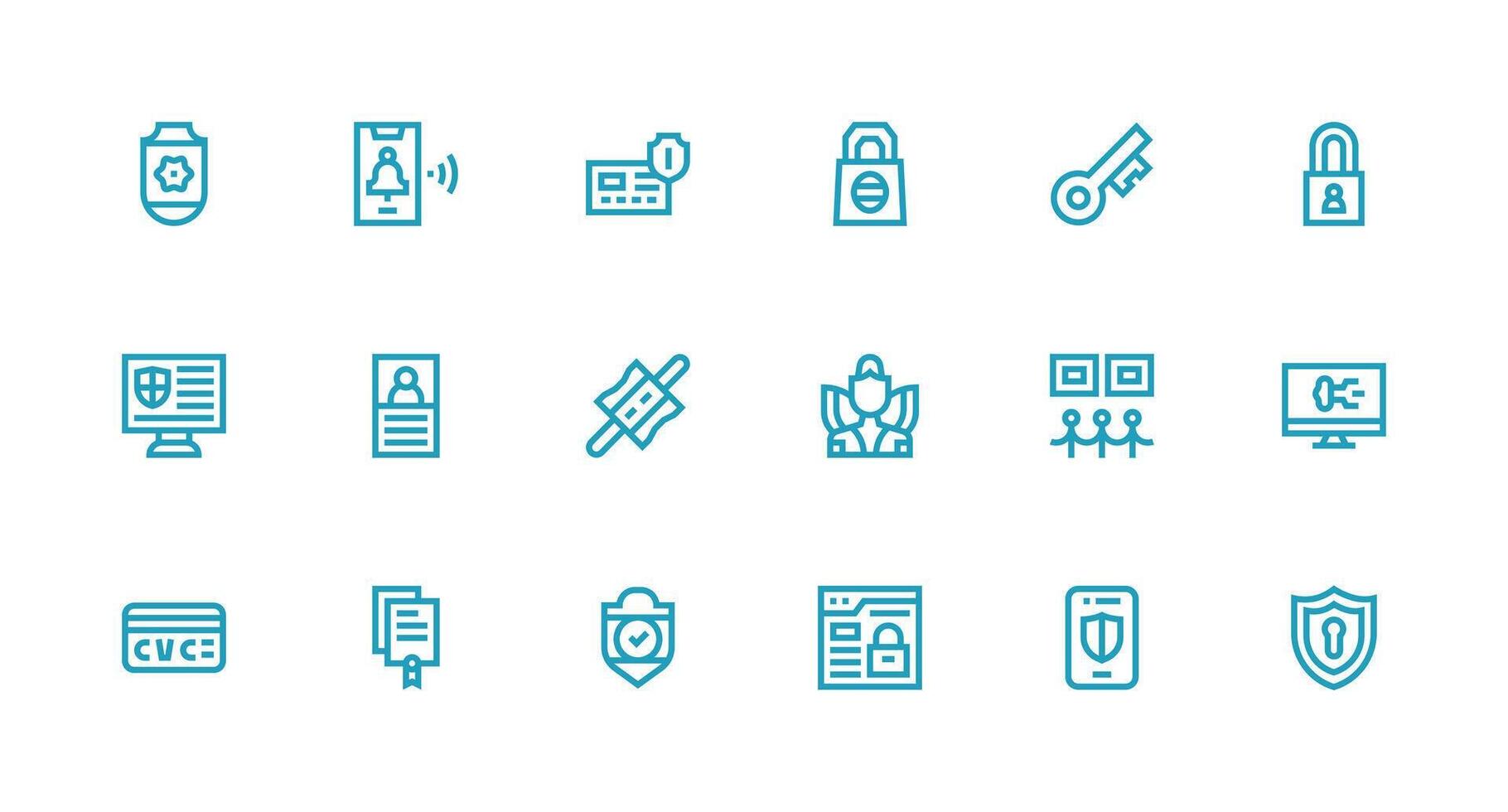 18 Icons for Authentication in Strong Stroke Line Format Complete Icon Bundle for Web Design vector