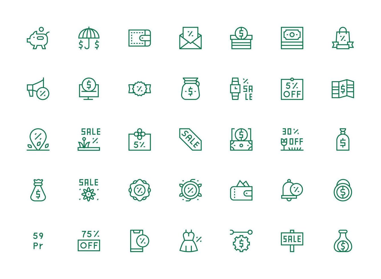 35 Regular Clean Line Vectors for Savings Theme Neatly Designed Icons for Web Platforms