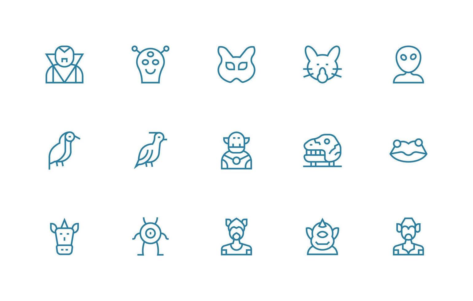 Creature featuring 15 Icons in Regular Line Design Scalable Icons for Cross-Platform Interfaces vector