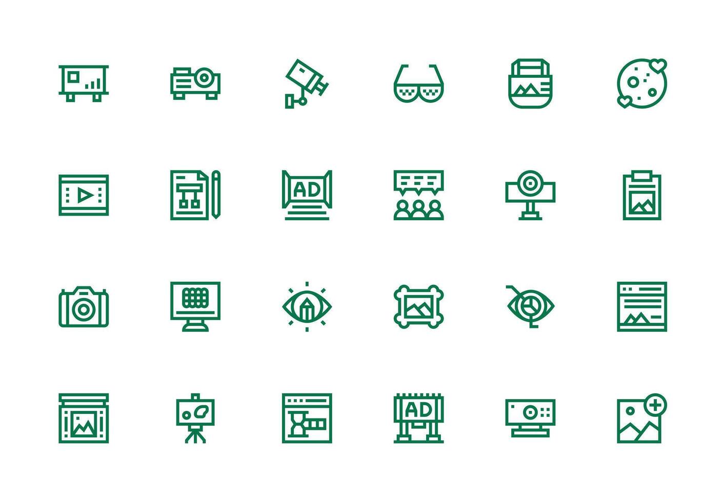 24 Icons for Visual in Thick Line Line Format Fully Editable Icon Set for Web vector