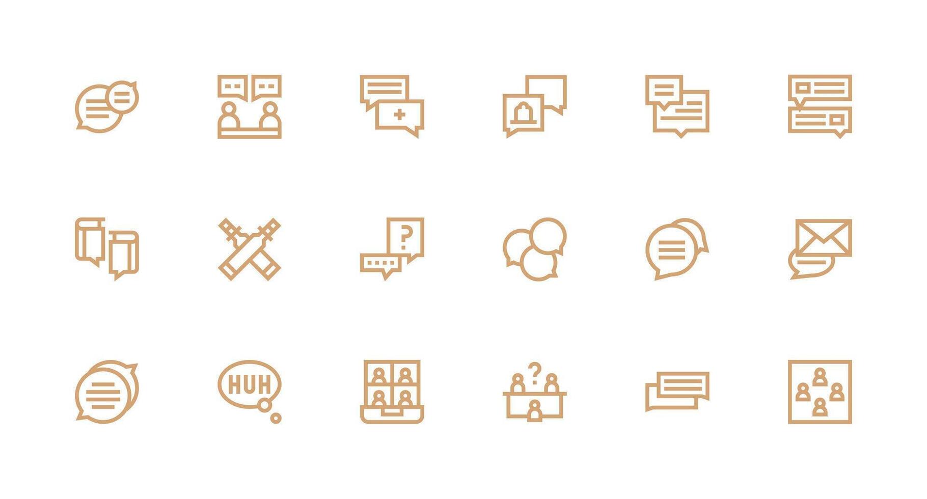 18 Strong Stroke Line Style Icons from Discussion Collection Icon Set for Projects vector