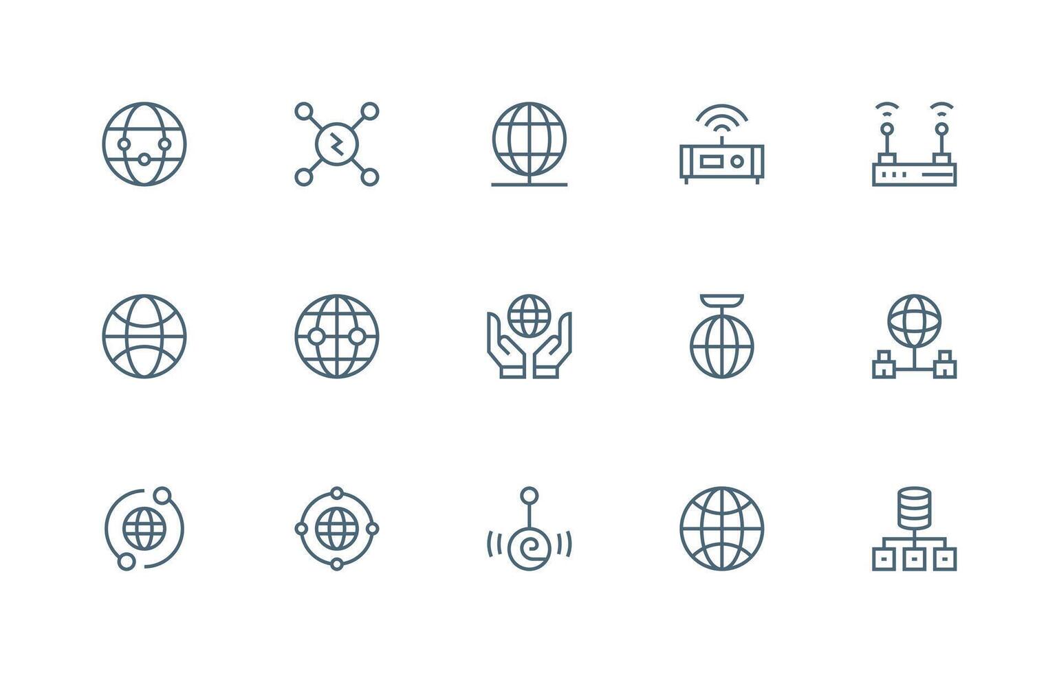 15 Icons for Network Connection in Regular Line Format Versatile Icon Collection for Designers vector