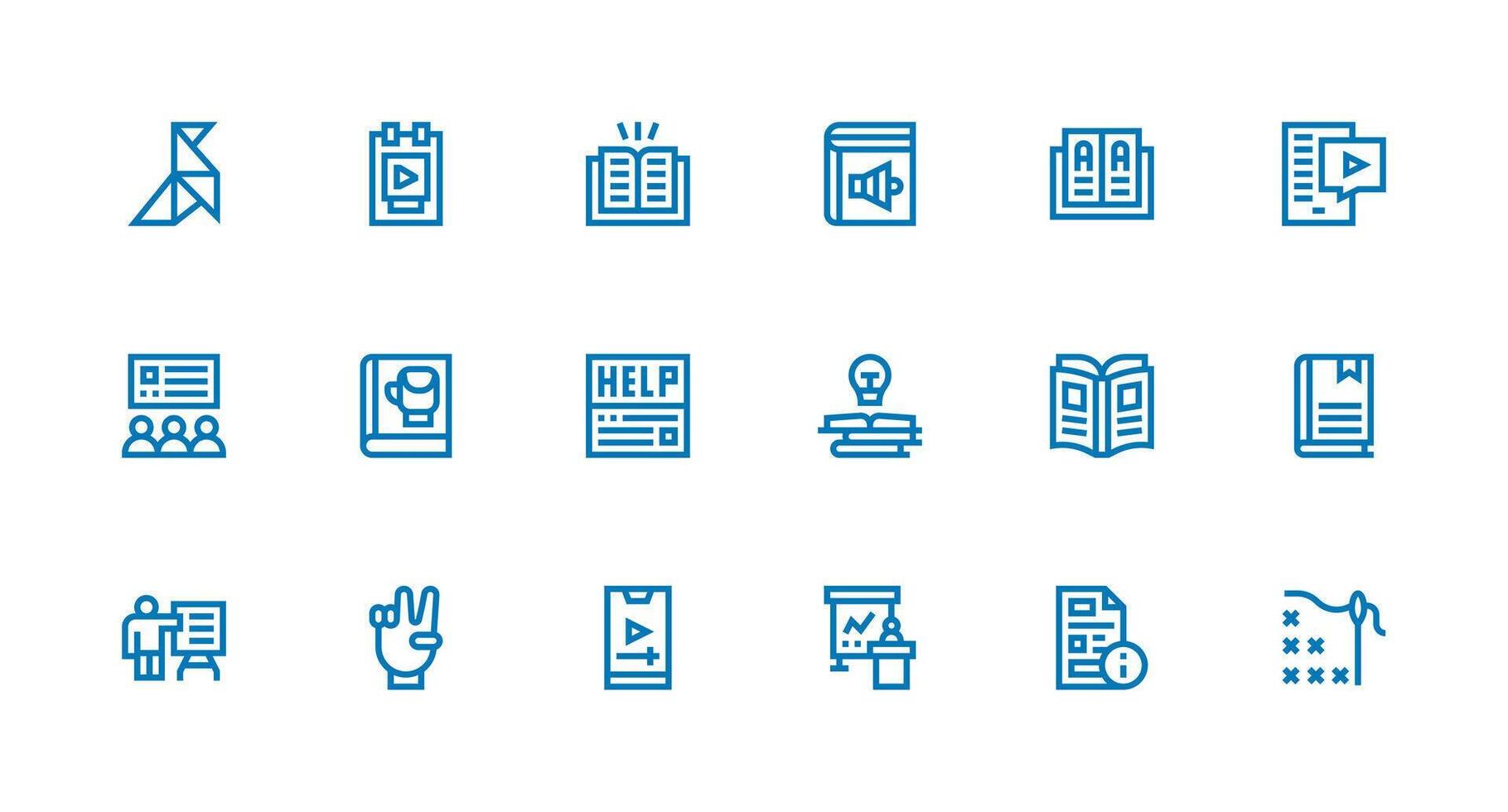 Tutorial featuring 18 Icons in Strong Stroke Line Design UI and UX Focused Icon Collection vector