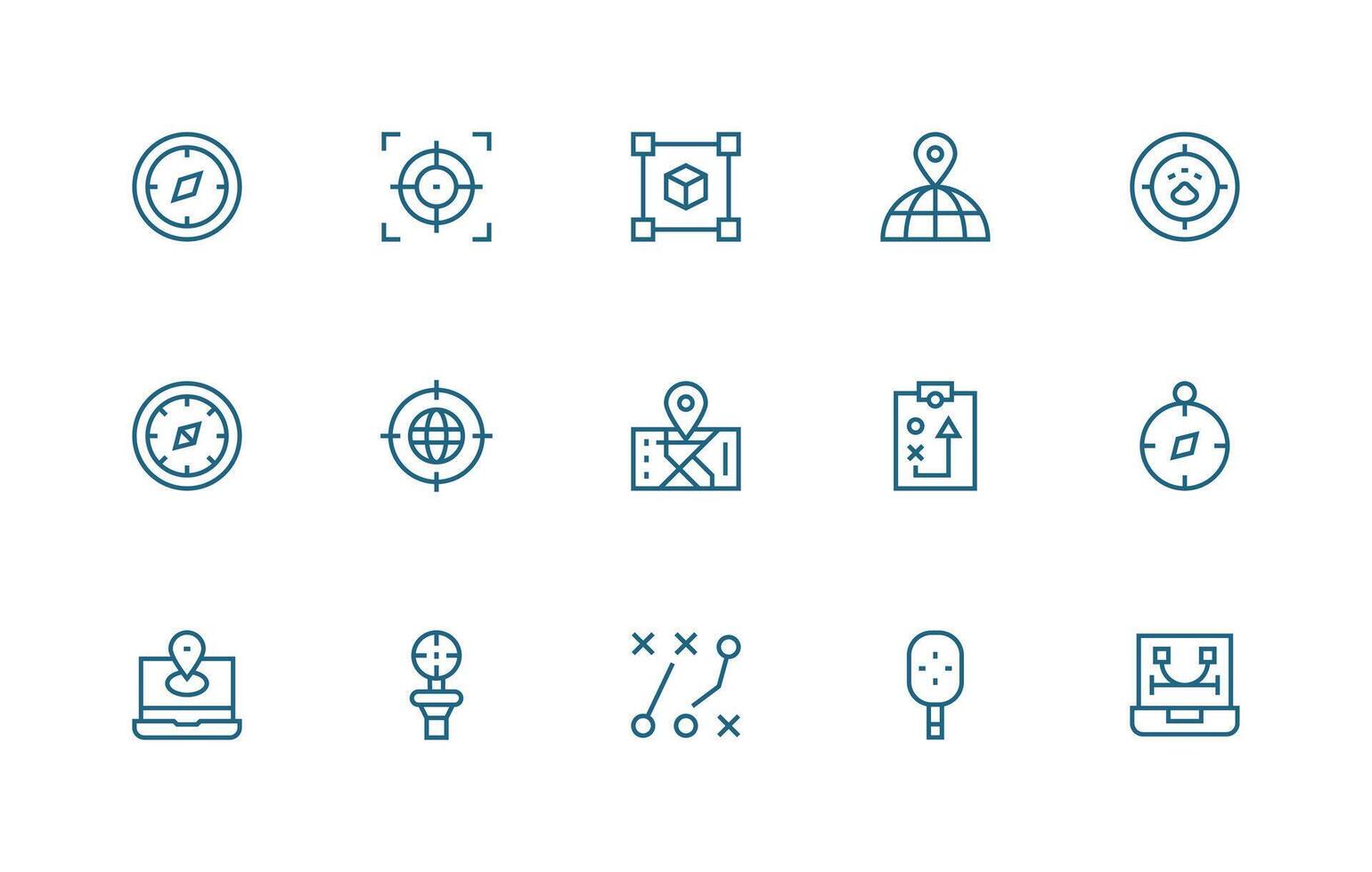 Positioning Visual Pack containing 15 Regular Line Icons Basic Icon Series vector