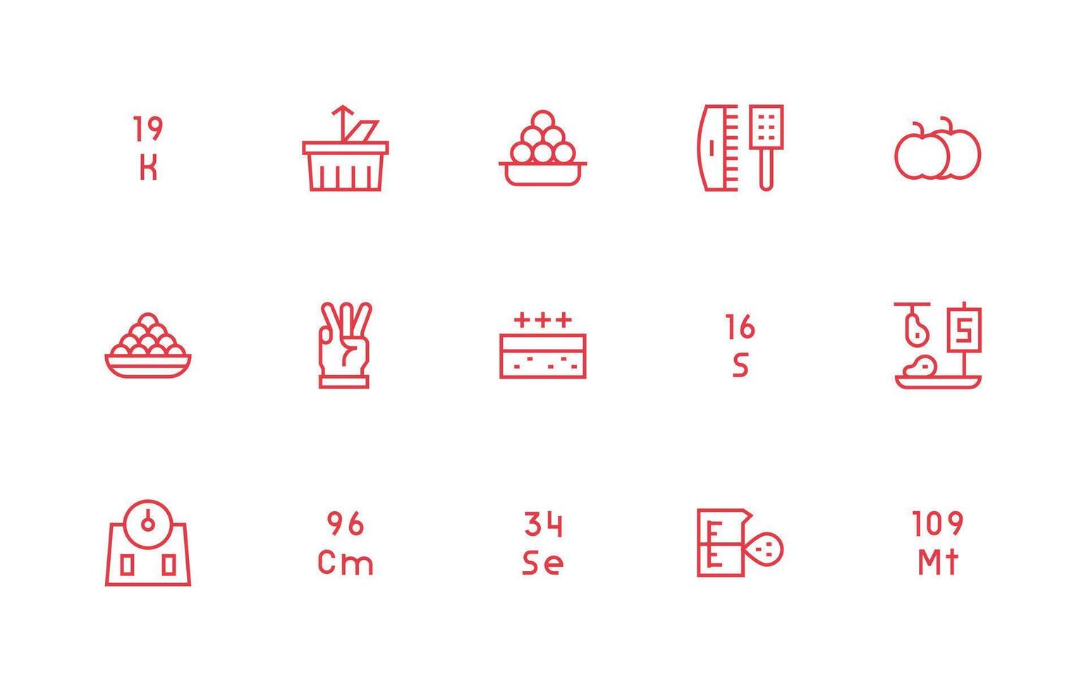 Quantity featuring 15 Icons in Regular Line Design Organized Icon Pack for Quick Access vector