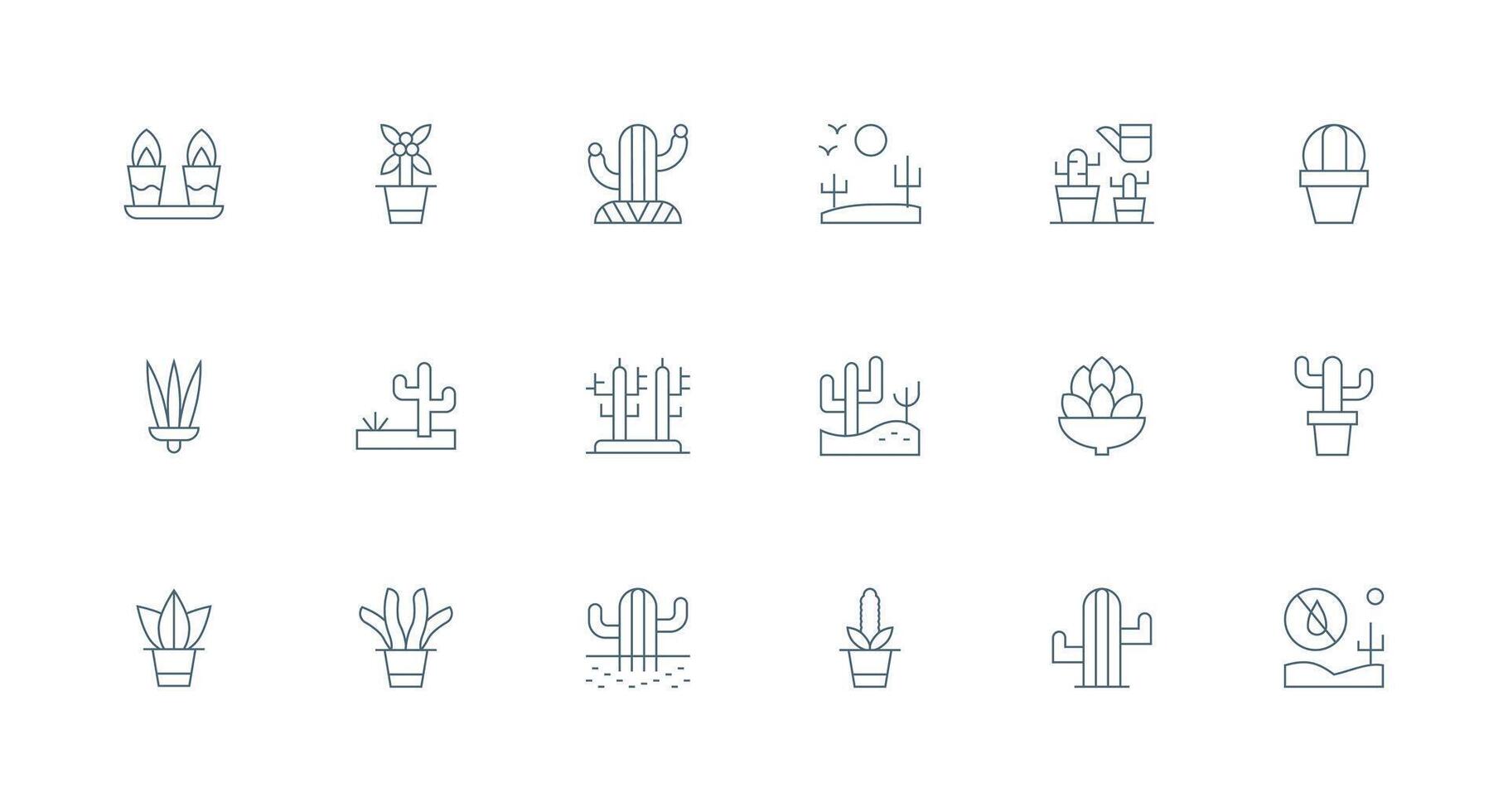 Minimal Line Icons from Cactus Set with 18 Vectors Responsive Icon Set for Flexible Layouts