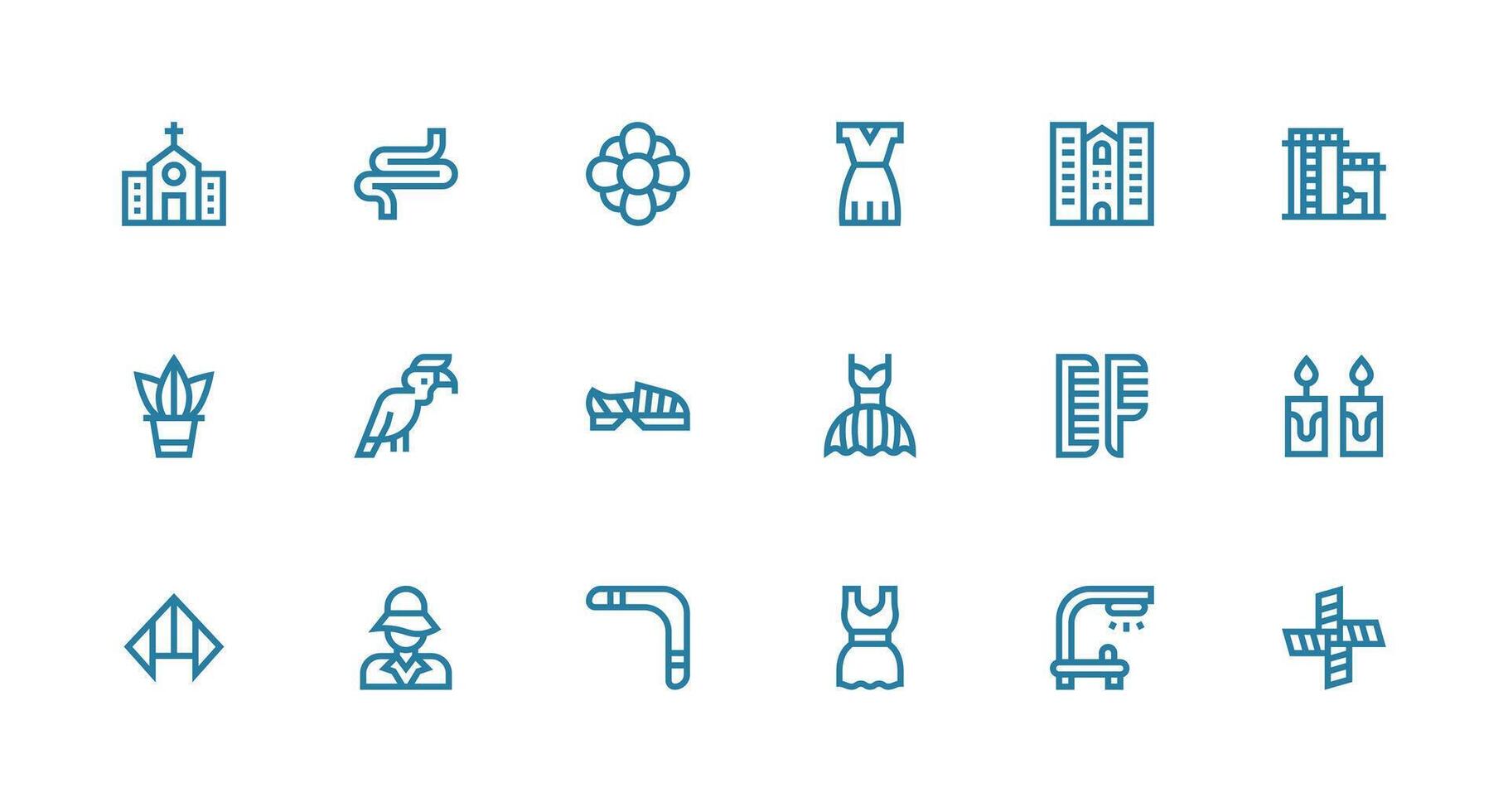 Strong Stroke Line Style Lineart Icons with 18 Vectors Icon Pack for UI