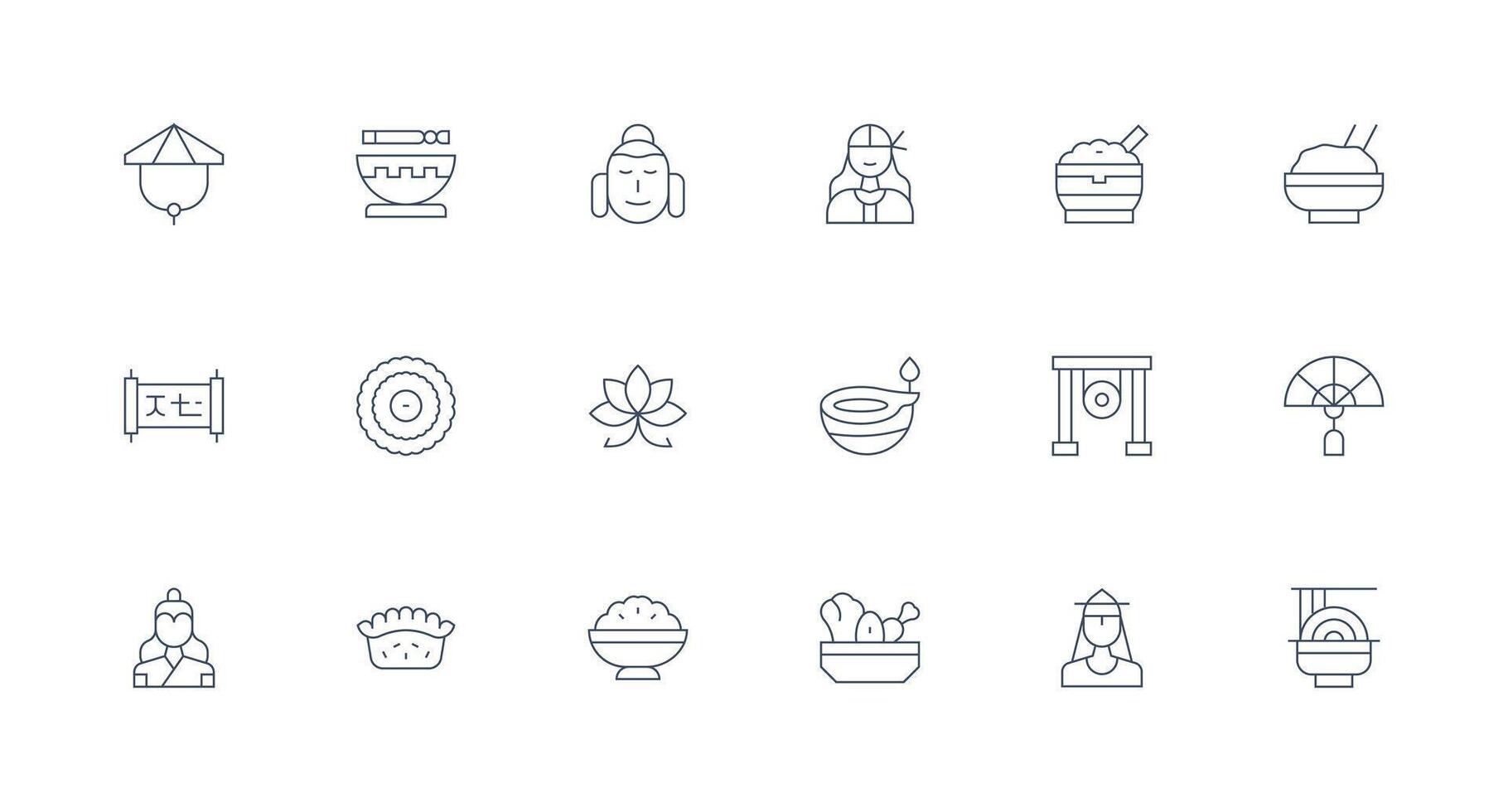 18 Minimal Line Vectors for Asian Theme Flexible Icon System for Web Interfaces