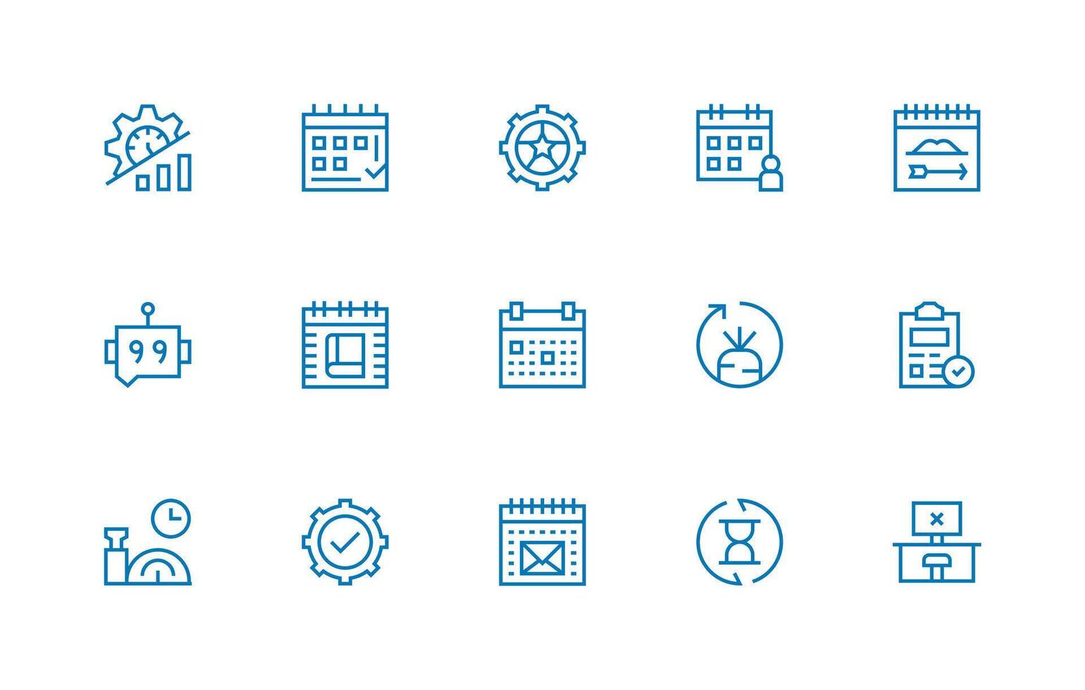 Task Set with 15 Regular Line Icons UI Icon Set vector