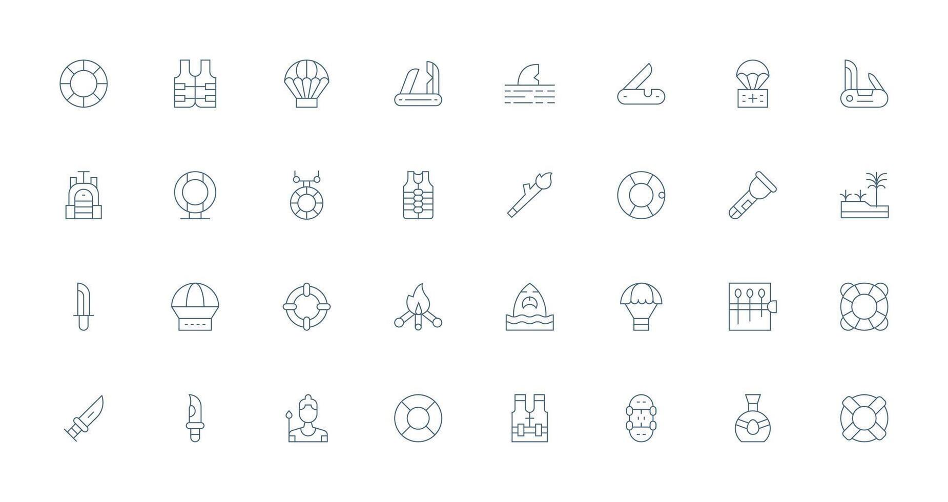 Thin Line Icons from Survival Set with 32 Vectors Multi-Style Icons for Creative Projects