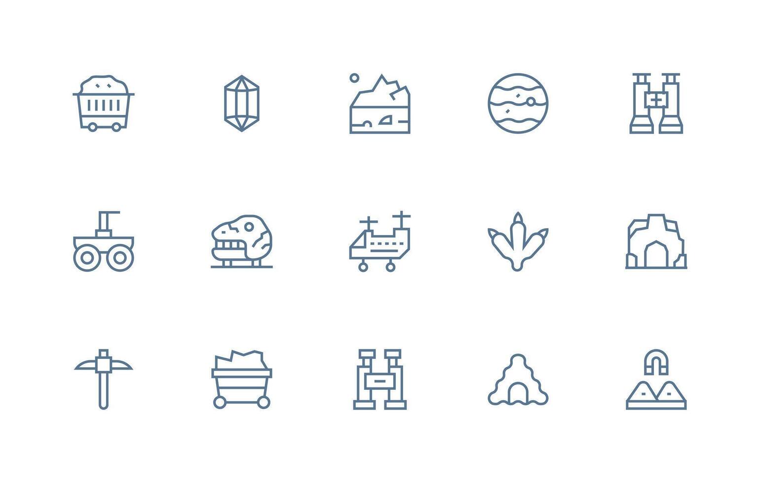 15 Regular Line Designs for Geology Icons Clean Icon Collection for Web Use vector