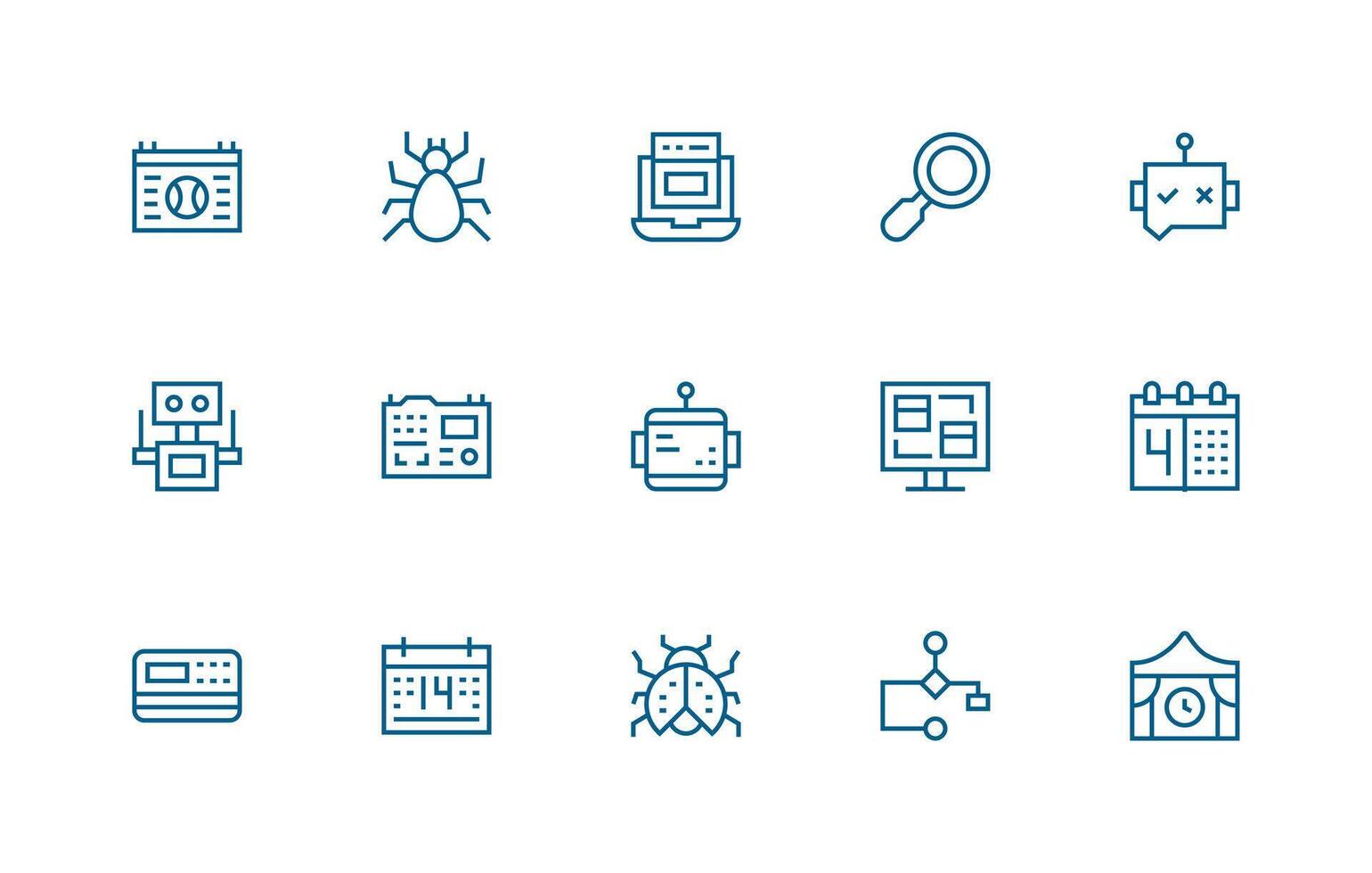 15 Regular Line Icons for Program Graphics Web Icon Collection vector