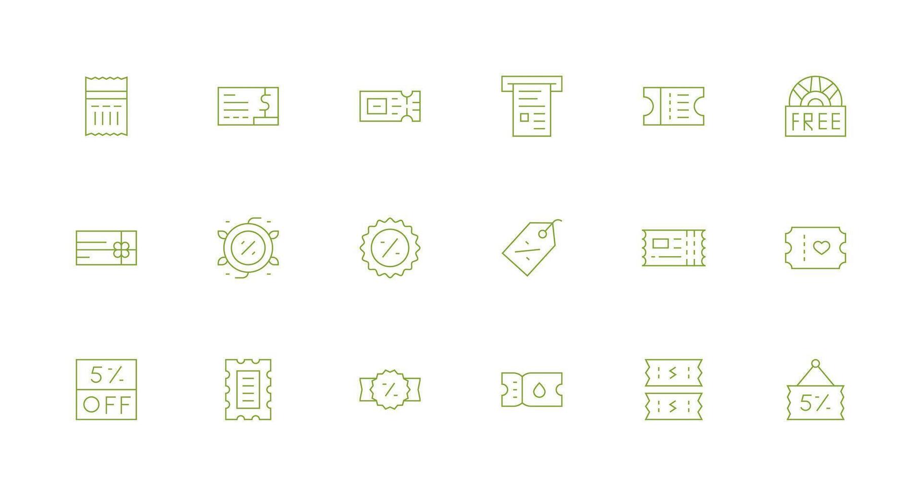 Voucher Design Icons featuring 18 in Minimal Line Style Flexible Icon System for Web Interfaces vector