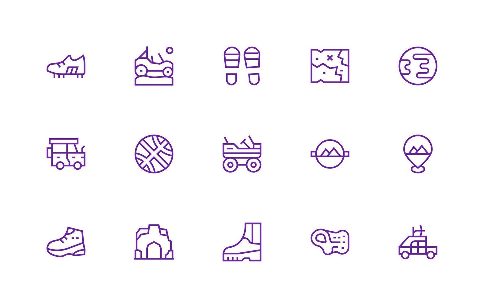 Terrain Icon Set with 15 Regular Line Graphics Pixel Perfect Icon Set vector