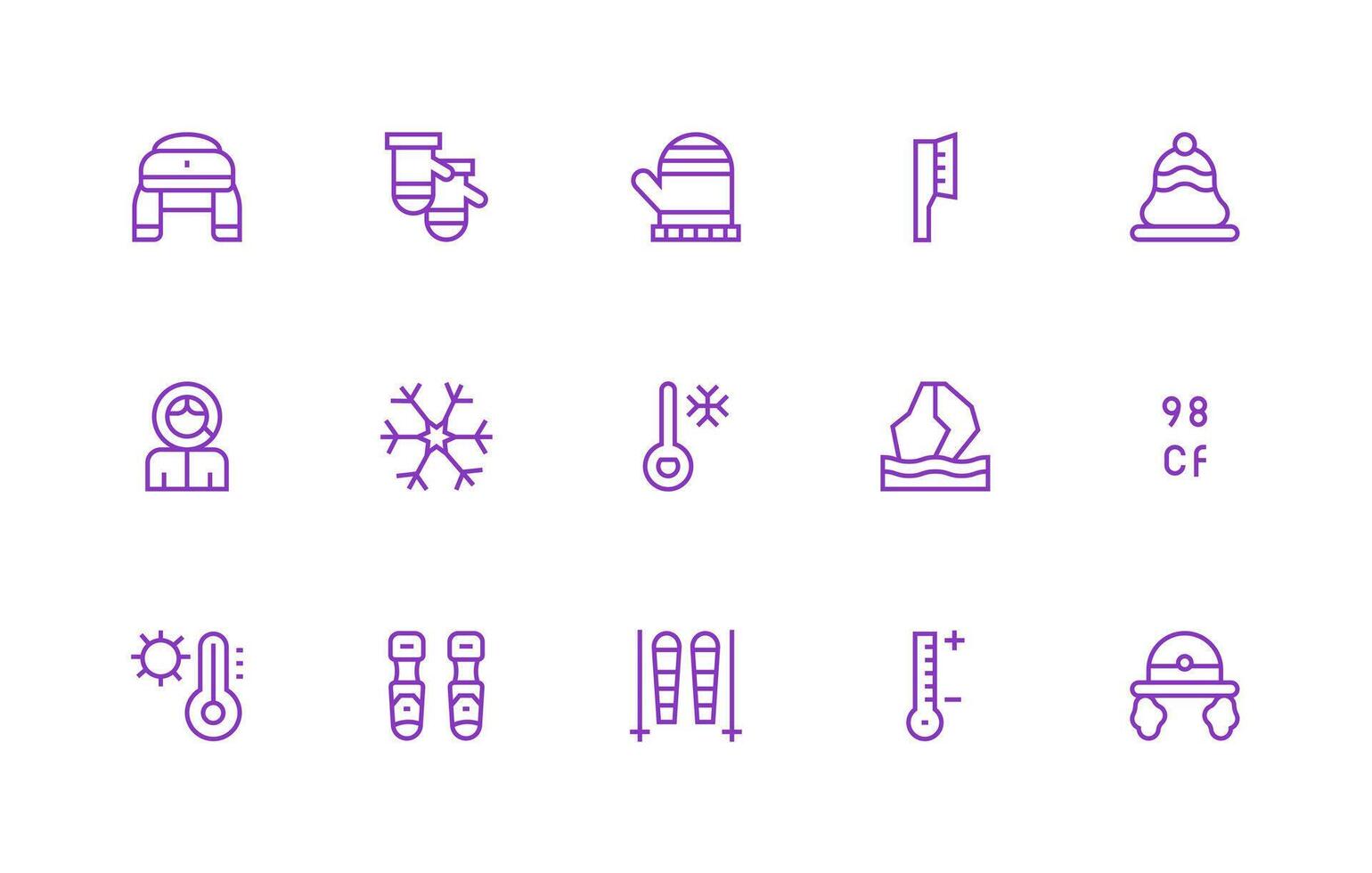 Cold Weather featuring 15 Icons in Regular Line Design Design Ready Icon Set for Teams vector