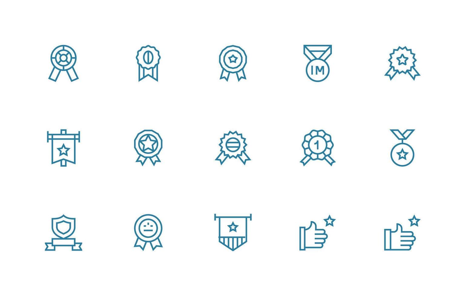 15 Icons for Top Quality in Regular Line Format Display Icon Pack vector