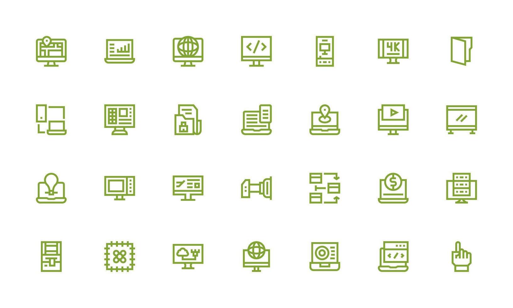 Computer Icon Collection with 28 Bold Line Designs Complete Icon Bundle for Web Design vector