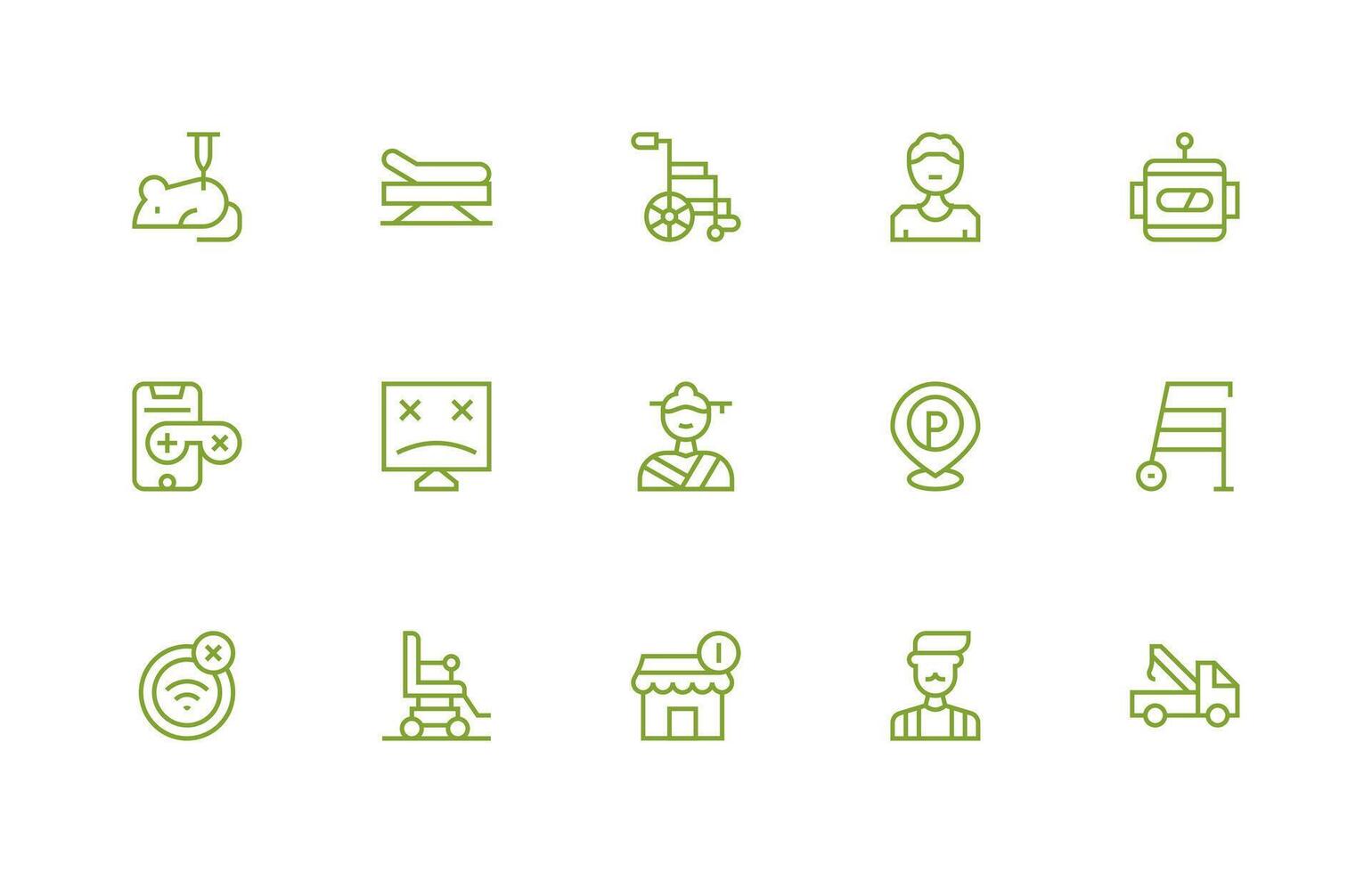 Regular Line Icons from Disabled Set with 15 Vectors Flexible Icon System for Web Interfaces