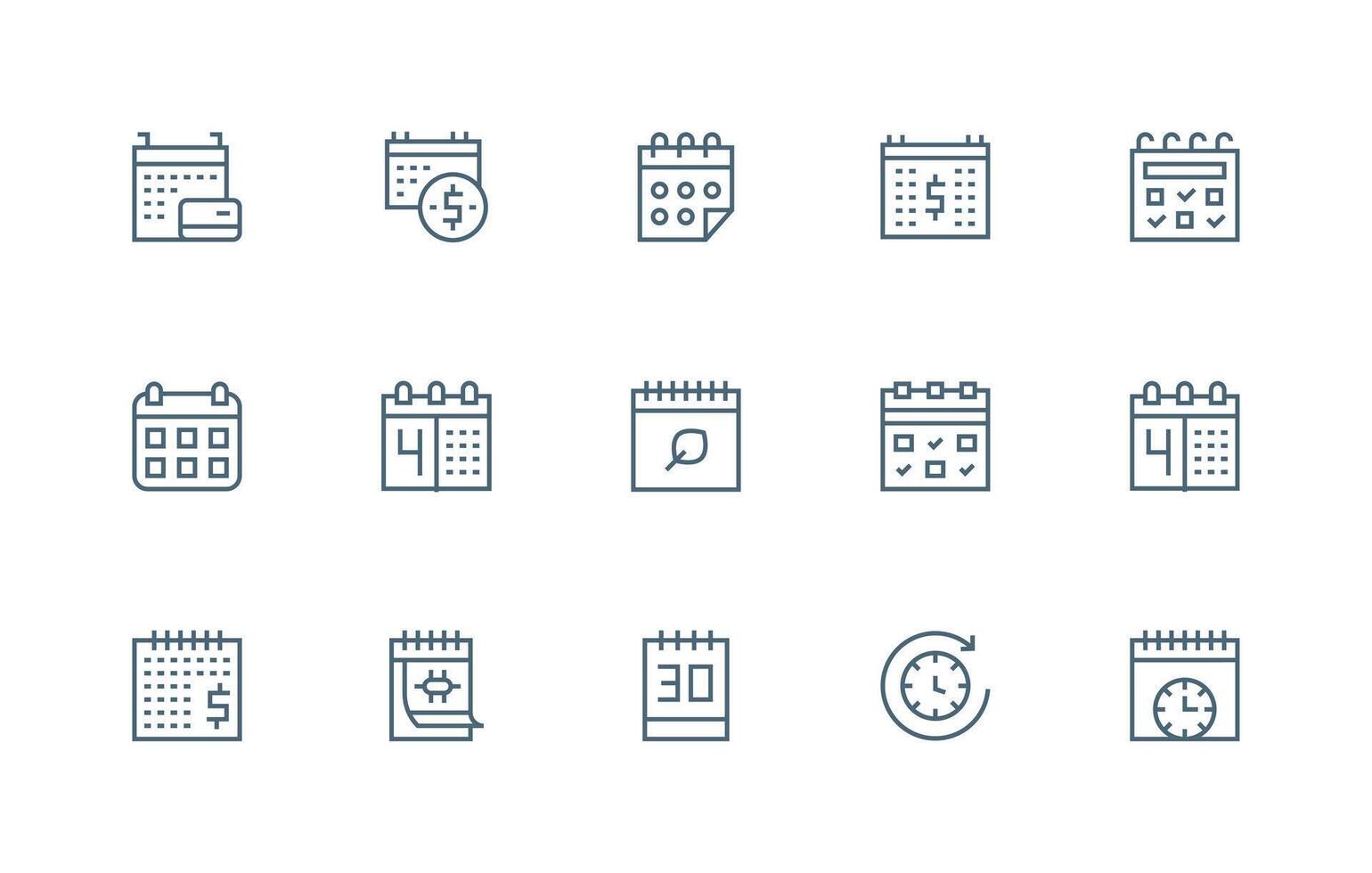 Yearly featuring 15 Icons in Regular Line Design Optimized Icon Pack for Digital Products vector