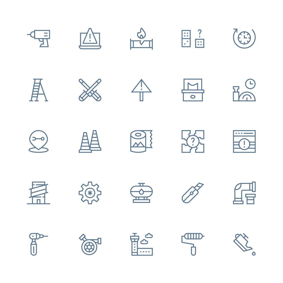 Maintenance Icon Set with 25 Medium Stroke Outline Graphics Icons Built for Visual Consistency Pack vector