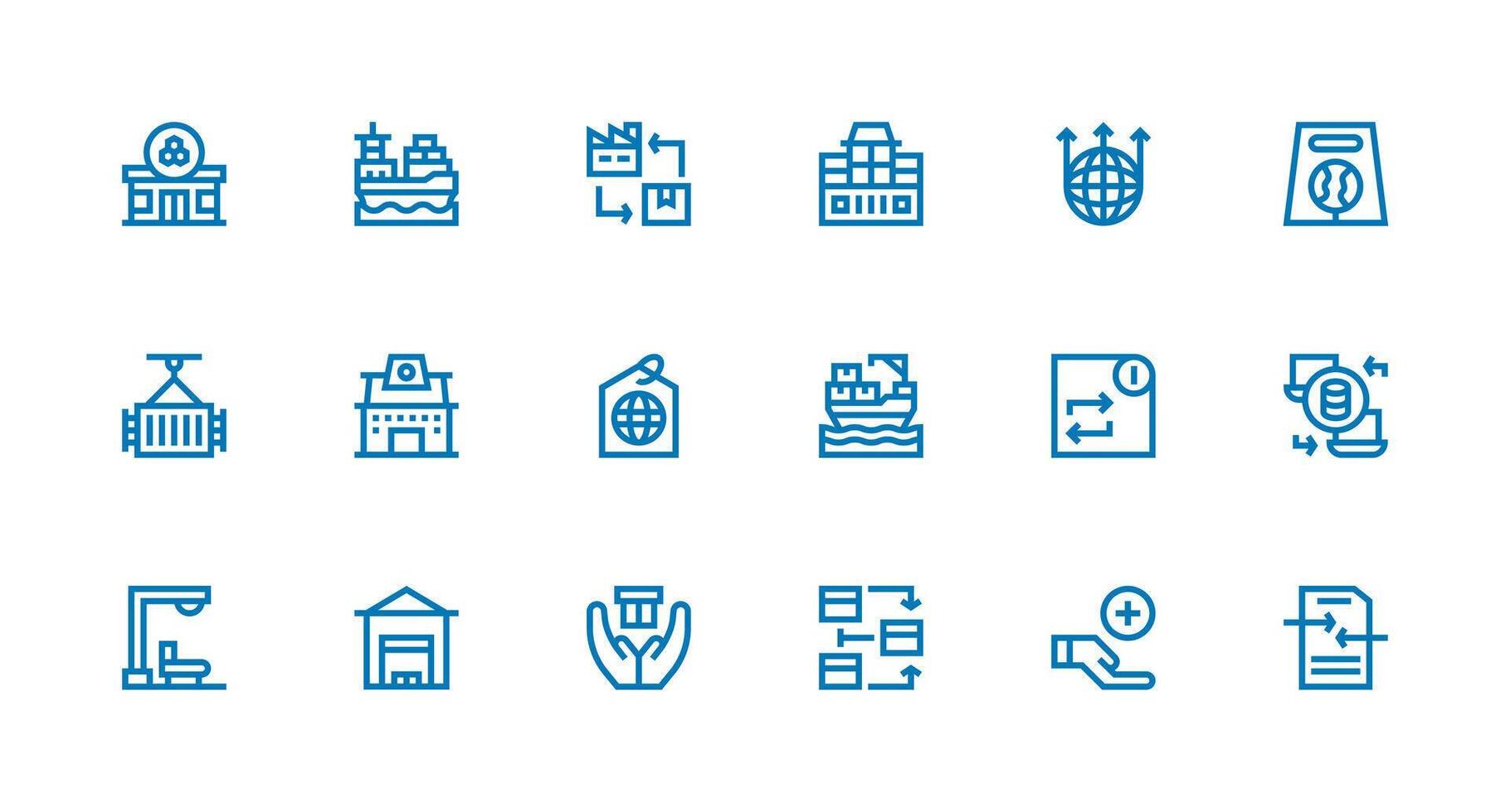 18 Icons for Import in Strong Stroke Line Format Lightweight Icon Series for Fast Prototypes vector
