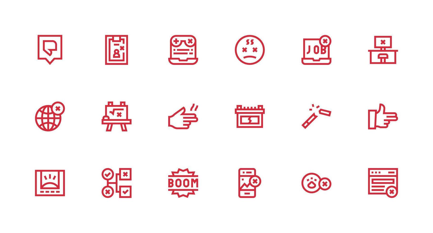 18 Strong Stroke Line Icons for Fail Graphics Quick Access Icons for UI Development vector