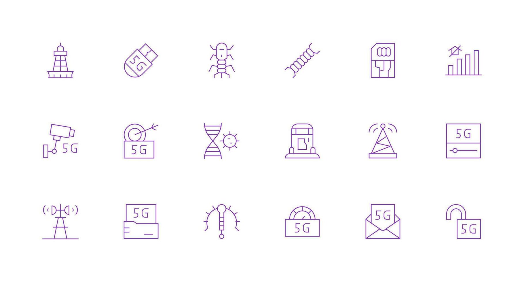 18 Minimal Line Designs for Cellular Icons Well-Structured Icons for Creative Use vector