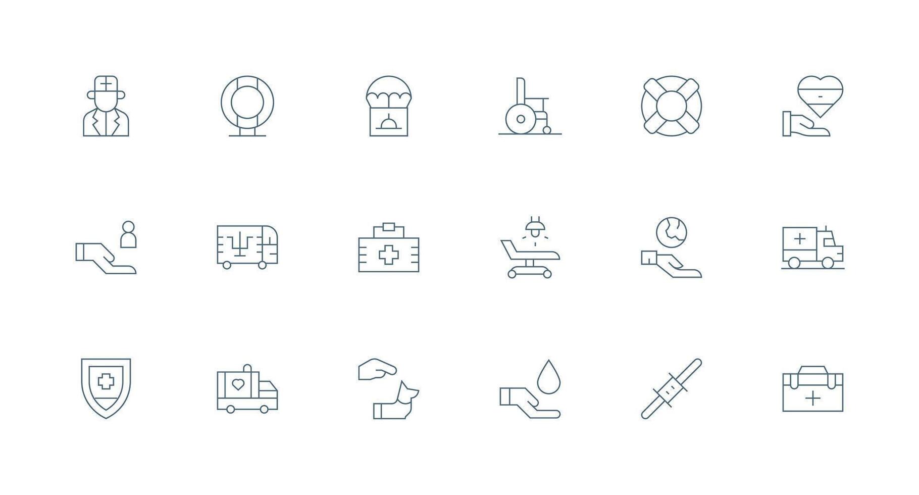 mínimo línea íconos desde ayuda conjunto con 18 vectores píxel Perfecto icono conjunto