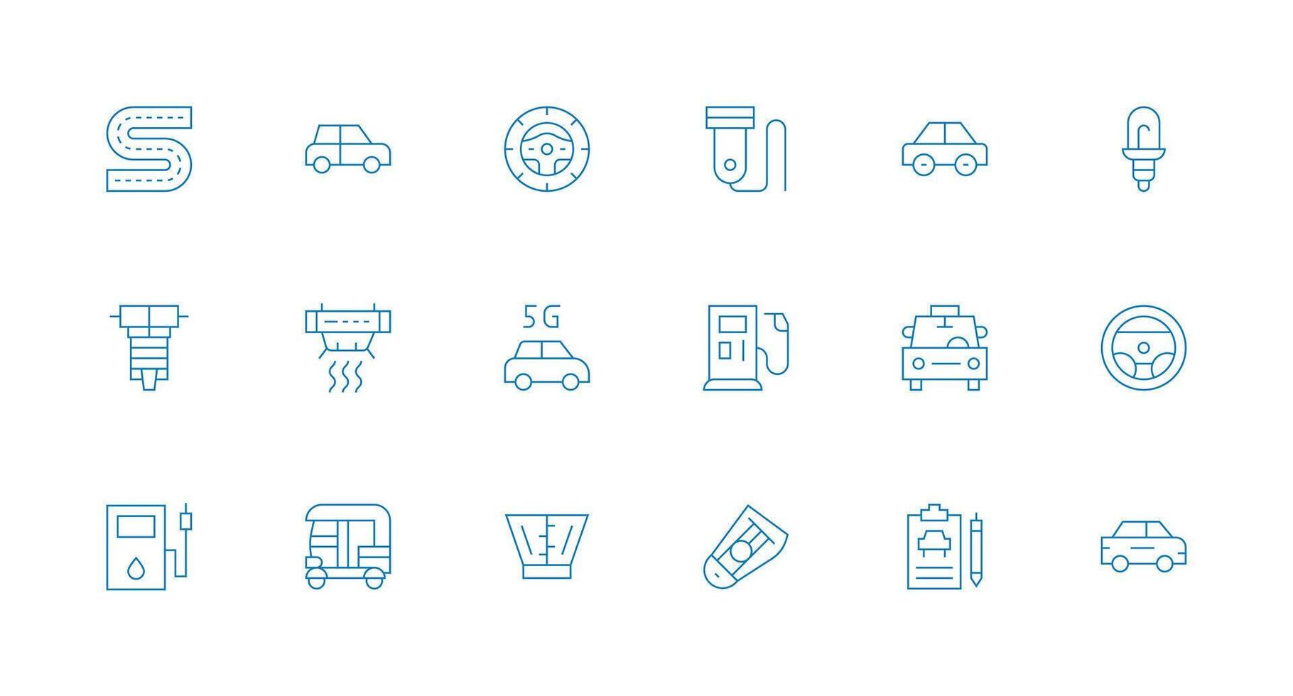 Minimal Line Style Auto Icons with 18 Vectors Organized Pack for Project Assets