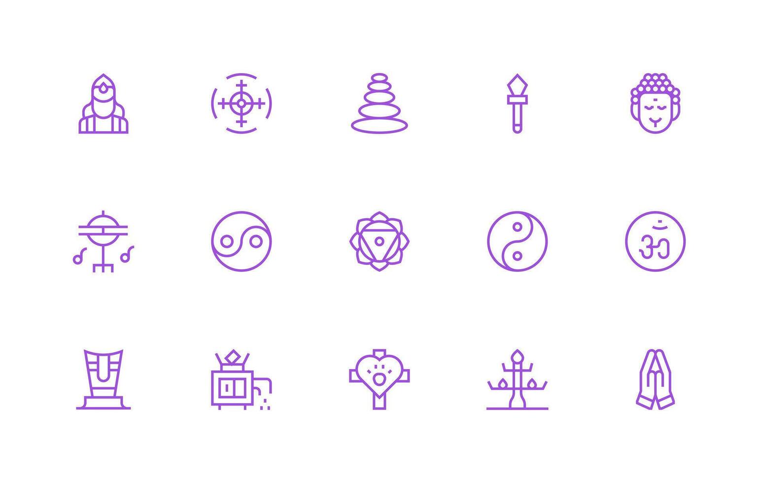 15 Spiritual Icons in Regular Line Aesthetic Icons Built for Visual Consistency Pack vector