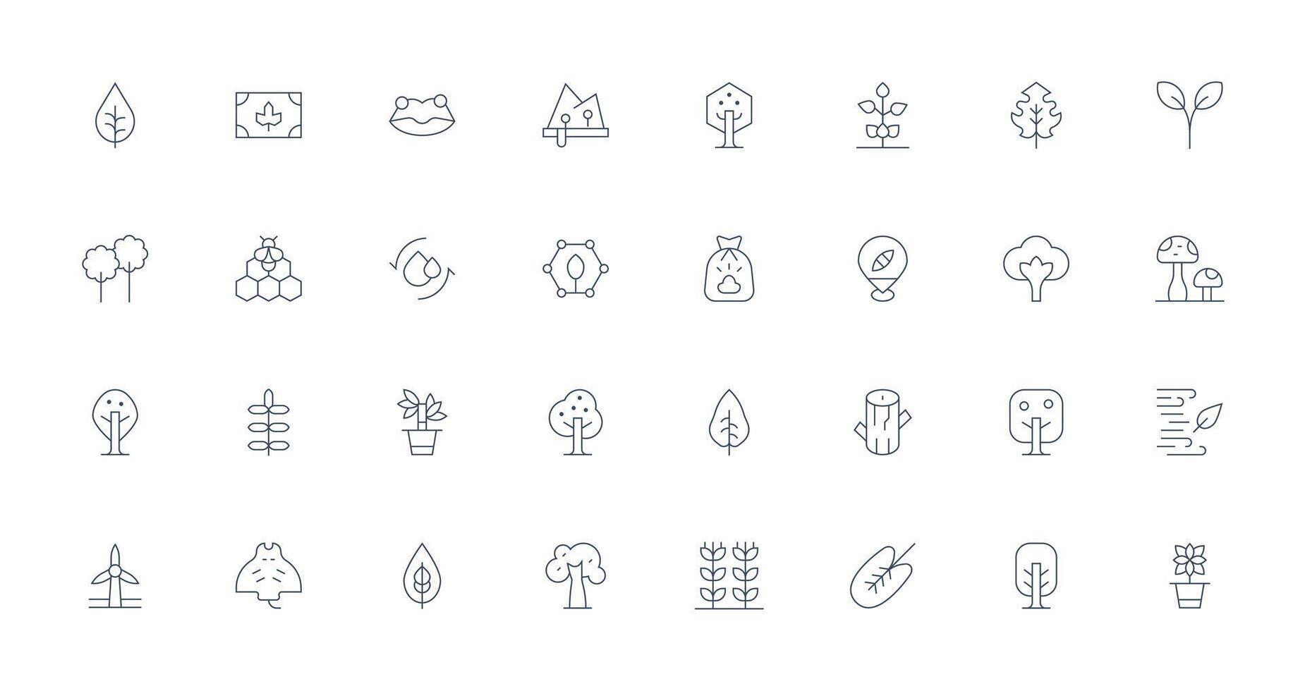 32 Thin Line Style Icons from Ecology Collection Icon Set for Web vector