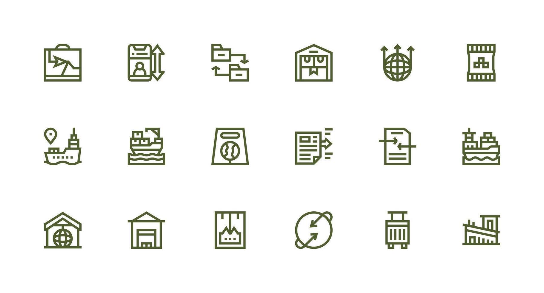 18 Strong Stroke Line Icons for Export Graphics Versatile Icon Collection for Designers vector