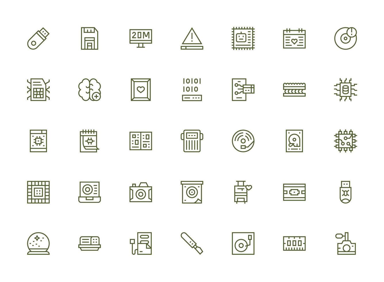 regular limpiar línea estilo memoria íconos con 35 vectores rápido acceso íconos para ui desarrollo