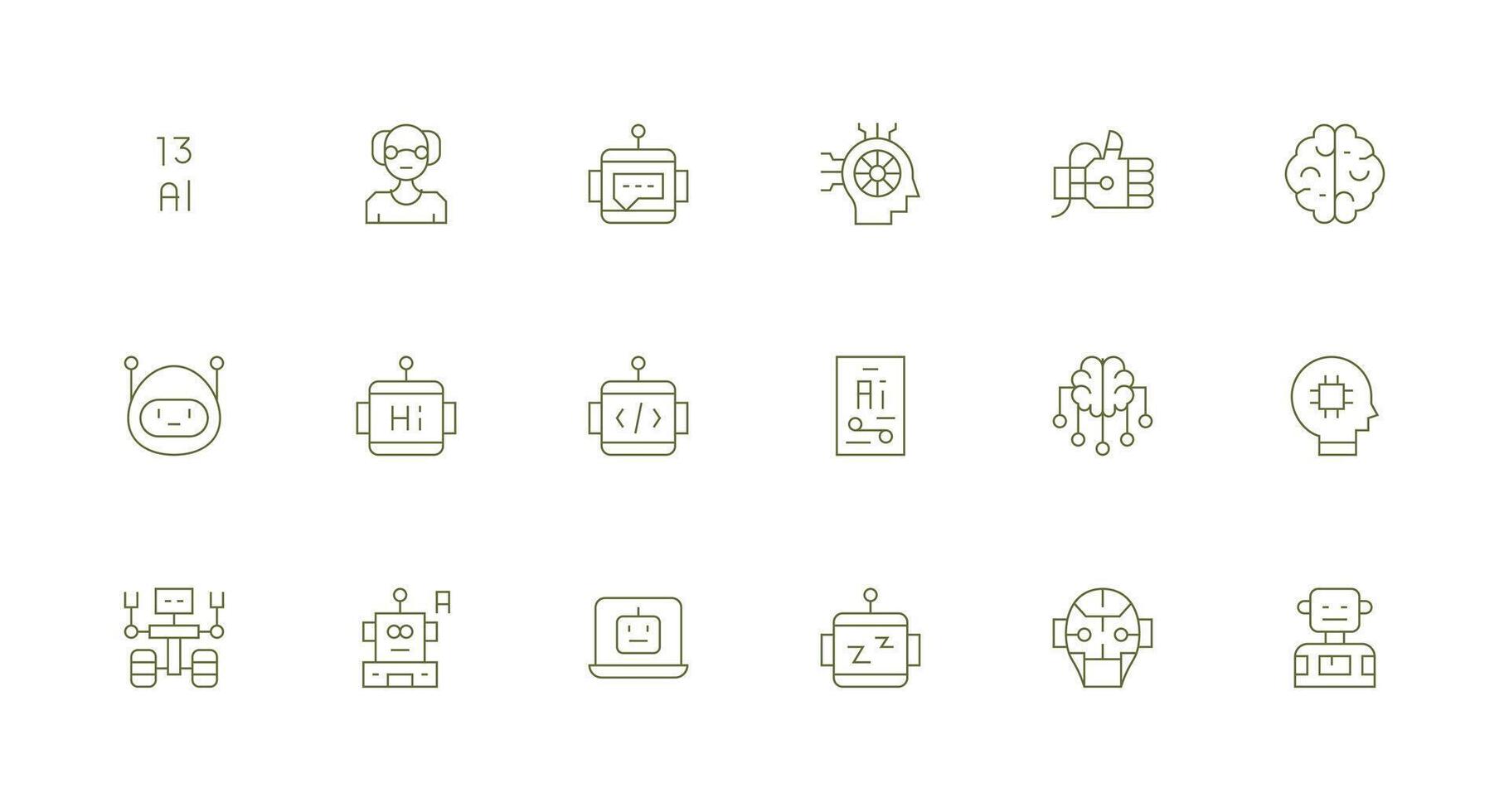 mínimo línea íconos desde artificial inteligencia conjunto con 18 vectores línea icono colección