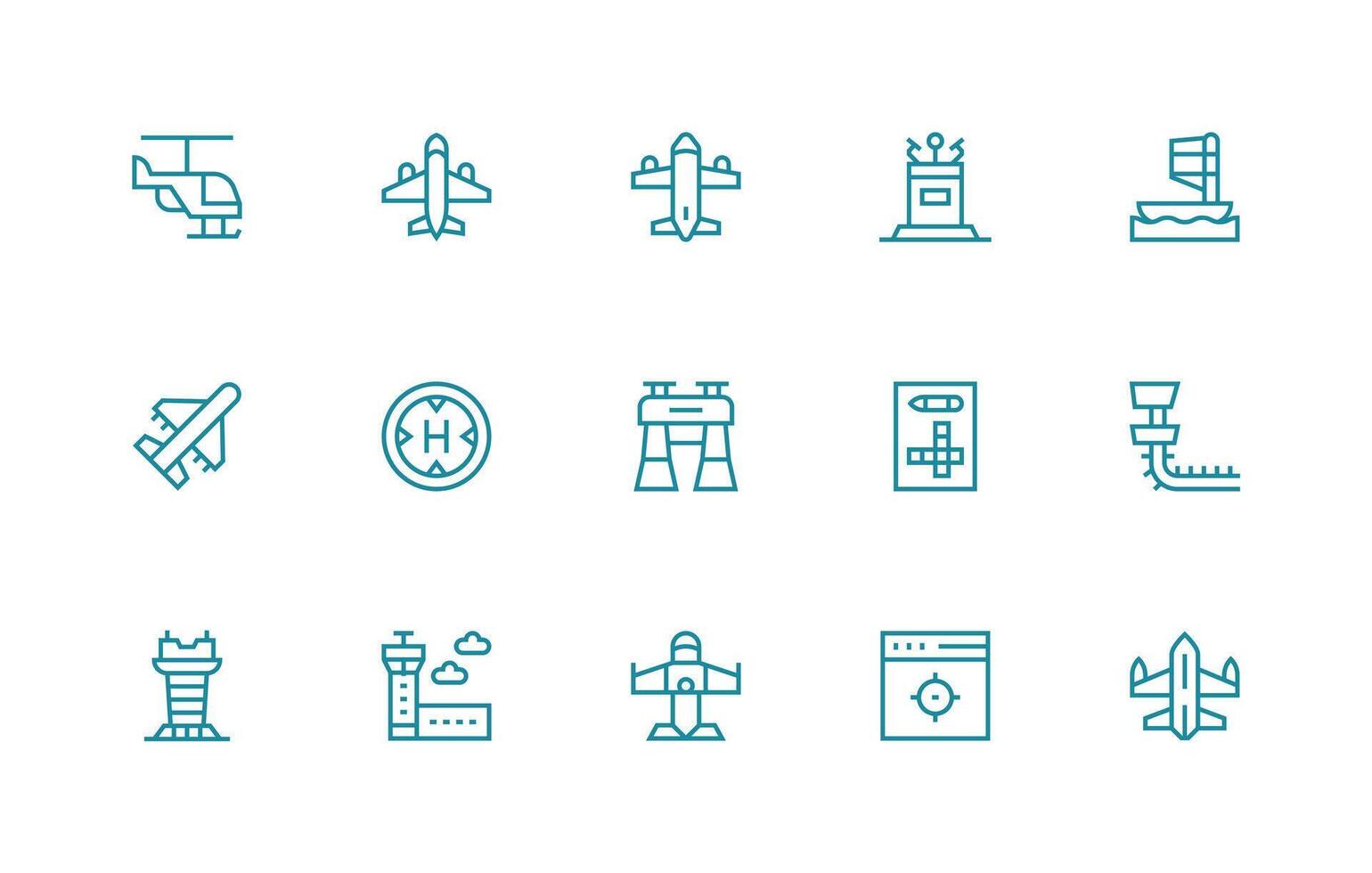 Landing Icon Set with 15 Regular Line Graphics Light Icon Series vector