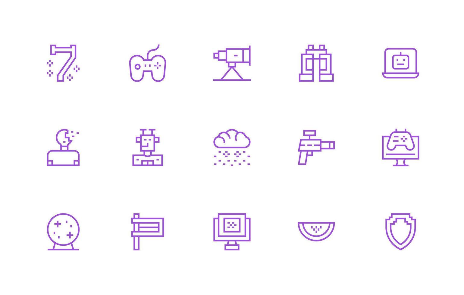 Pixelated Set with 15 Regular Line Icons UI and UX Focused Icon Collection vector