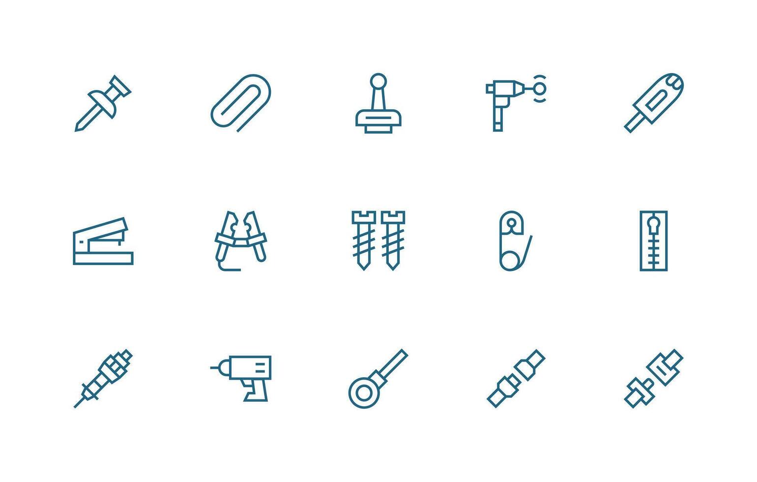 Fastening including 15 Regular Line Illustrations UI and UX Focused Icon Collection vector
