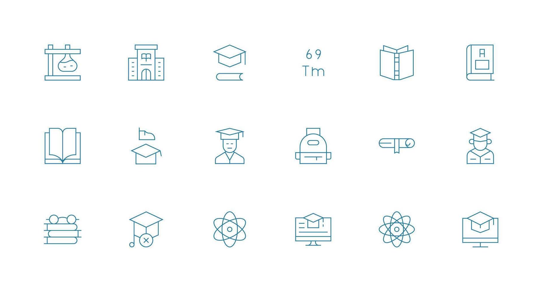 University Design Icons featuring 18 in Minimal Line Style Web Icon Collection vector