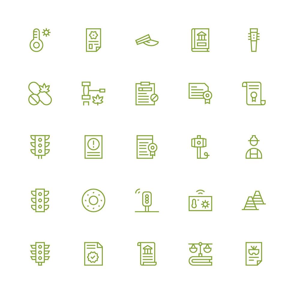 Regulation Icon Collection with 25 Medium Stroke Outline Designs Simple Icons for Interface and Wireframes vector