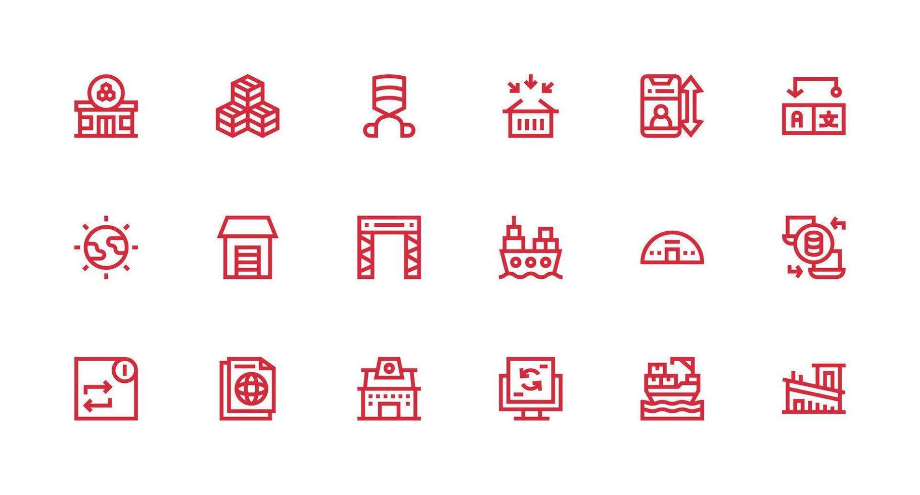 Import Design Icons featuring 18 in Strong Stroke Line Style Web Icon Collection vector