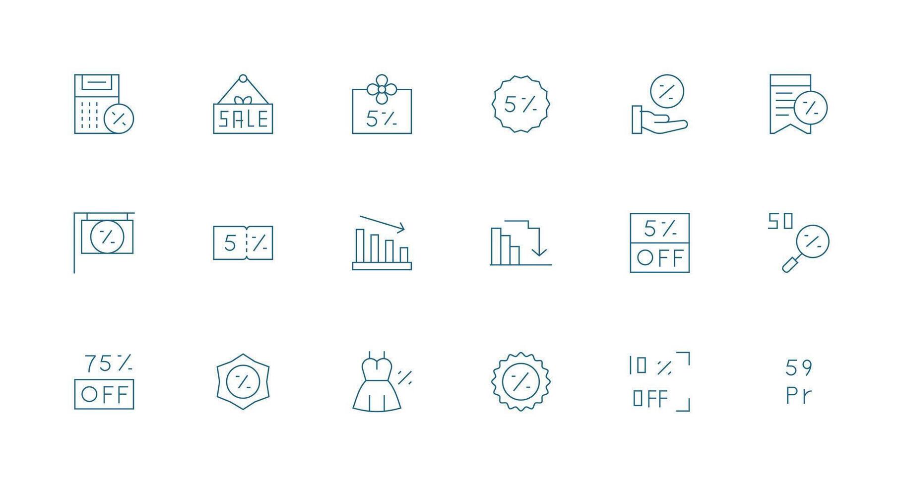 18 Minimal Line Designs for Reduction Icons Flexible Icon System for Web Interfaces vector