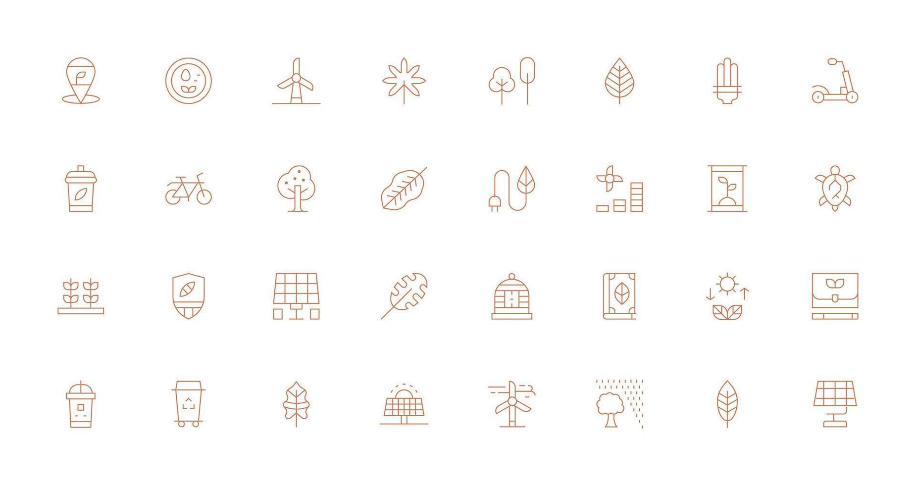 Eco Icon Set with 32 Thin Line Graphics Modern Line and Glyph Icon Series vector