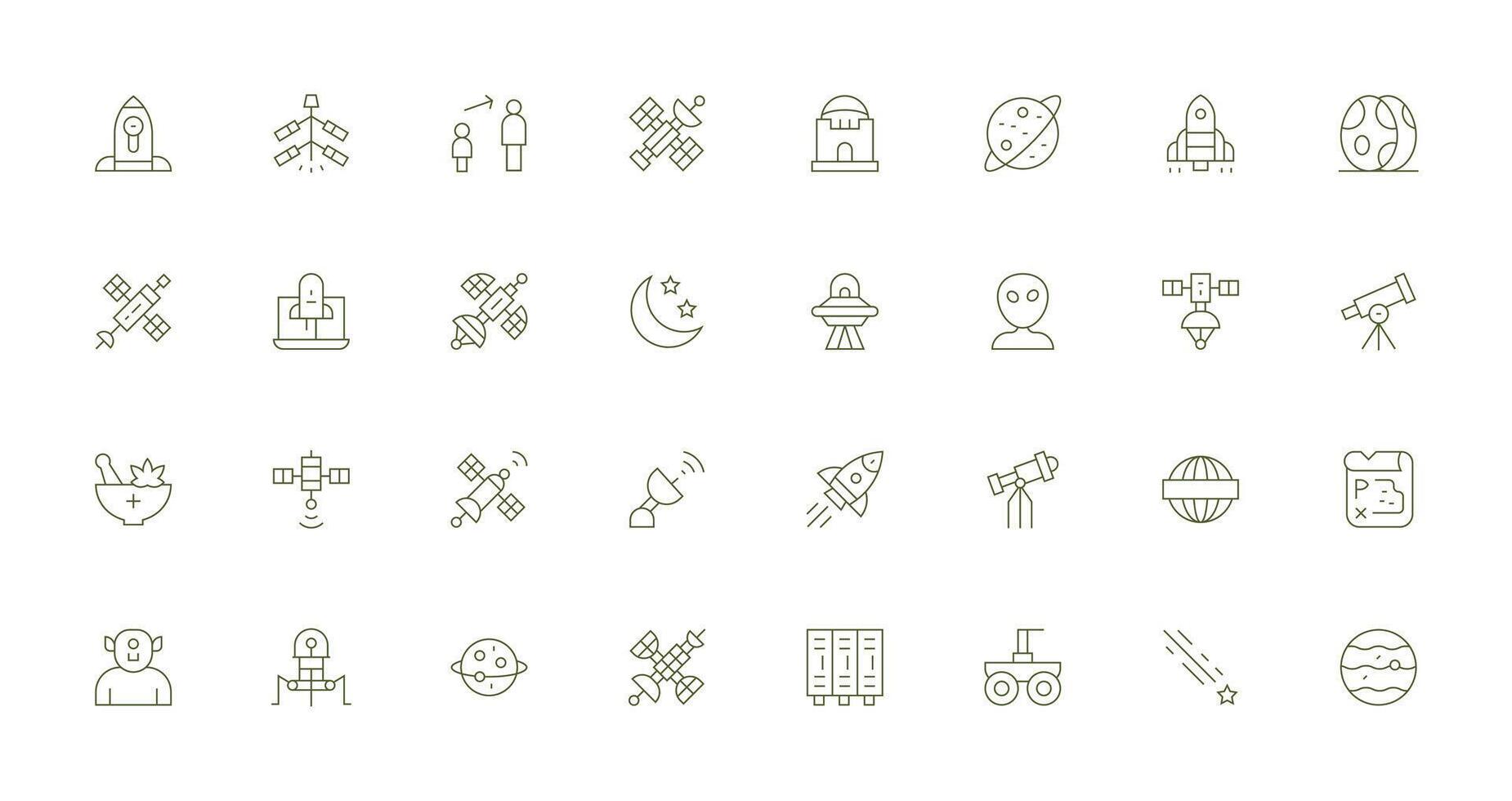 Space Set with 32 Thin Line Icons Scalable Icons for Cross-Platform Interfaces vector